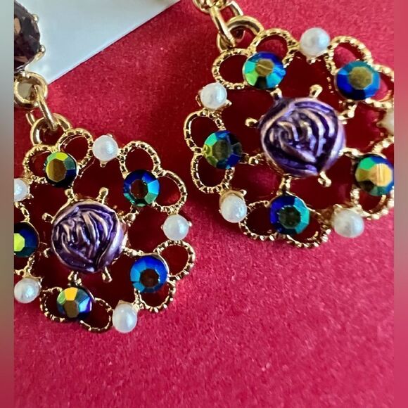 🌺 Betsey Johnson sparkling drop dangle earrings 🌺 - Picture 3 of 7